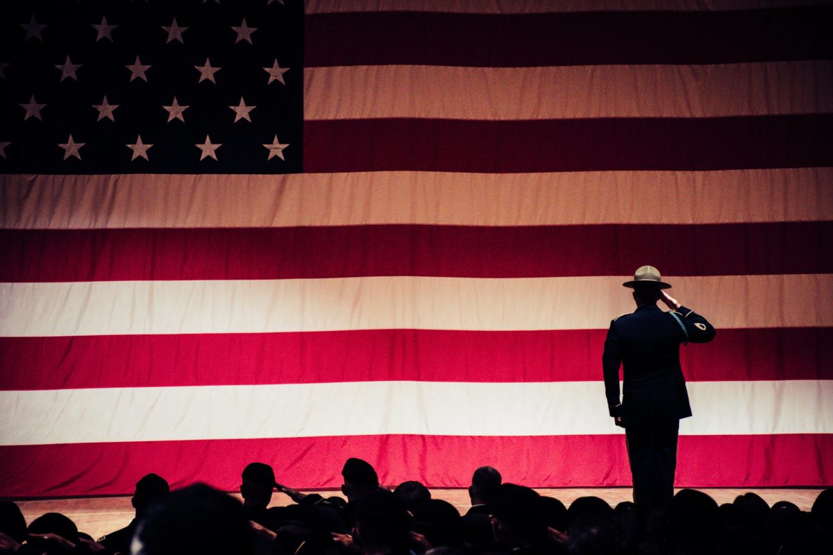 Saluting the flag